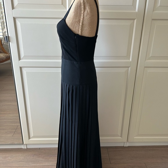 La Ligne Zelda Black Open-back Dress Wool-blend Accordion Pleated Skirt Size 4 - Picture 4 of 12